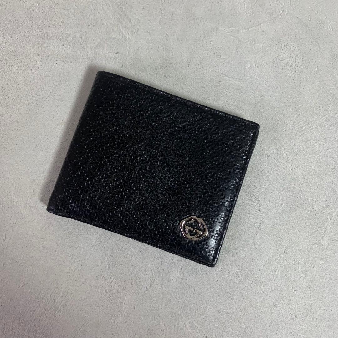GUCCI グッチ 二つ折り財布 インターロッキング ディアマンテ ブラック 🎏GUCCIグッチ長財布インターロッキングブラック